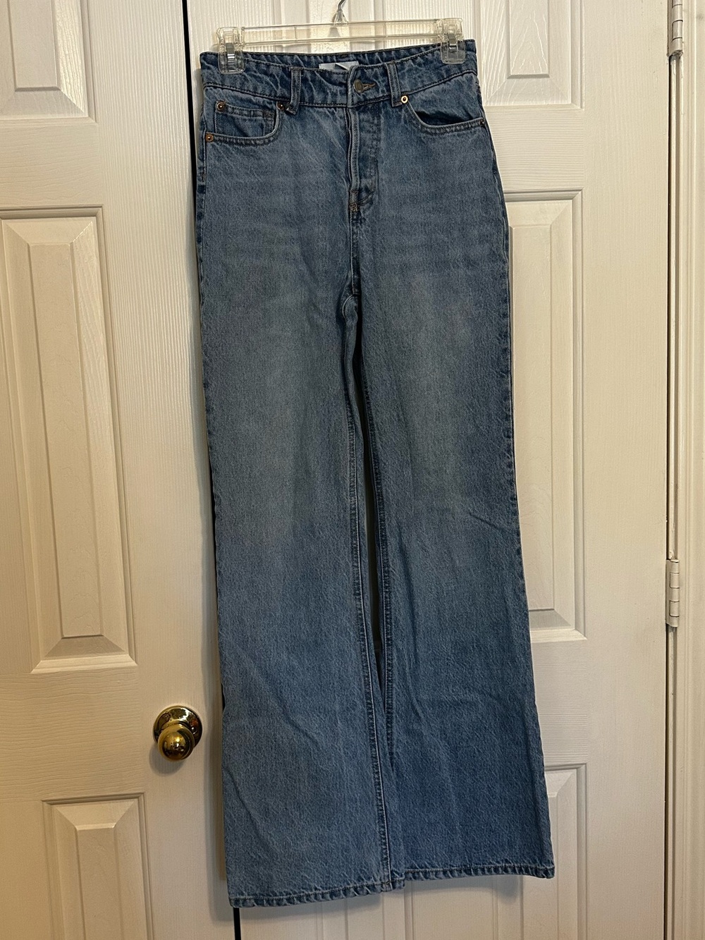 H&M Mid-Blue High-Waist Wide-Leg Jeans